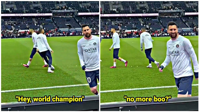 Messi tươi cười vì được fan PSG khích lệ